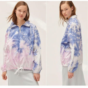 UO Cristal Anorak Tie Dye Cinched Drawstring Pullover Windbreaker